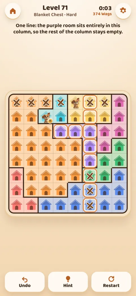 An 8 by 8 Duke&rsquo;s Den puzzle board