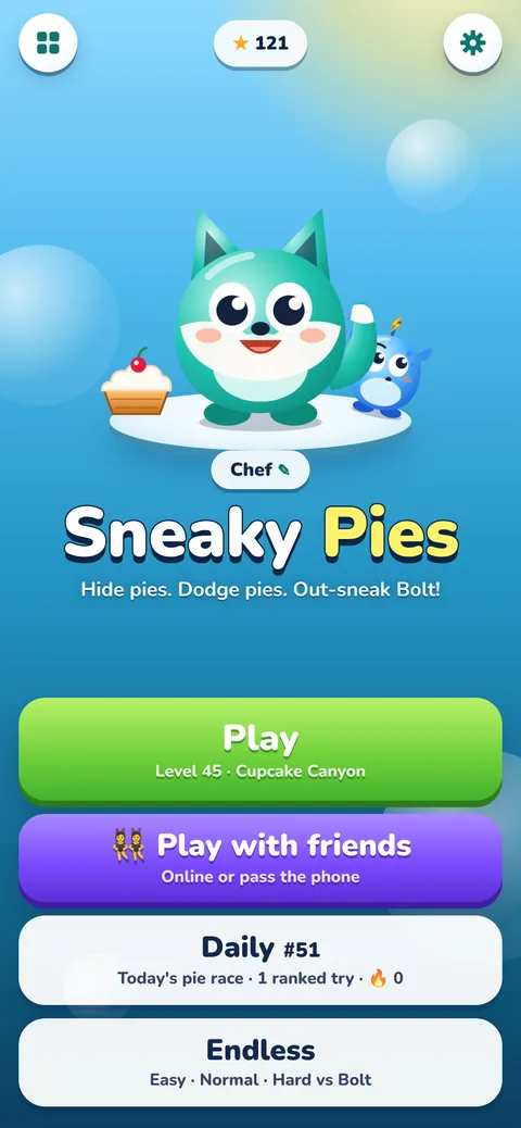 Sneaky Pies home screen